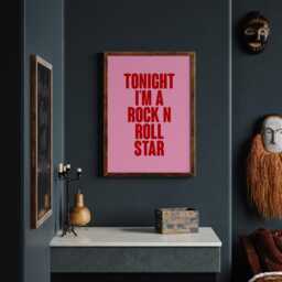 Rock N Roll Star Pink Lyric Poster Retro Groovy Wall Art - thumbnail 3