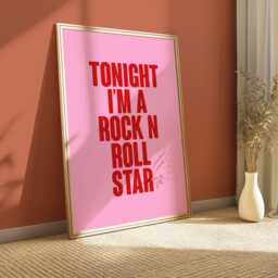 Rock N Roll Star Pink Lyric Poster Retro Groovy Wall Art - thumbnail 1