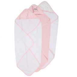 Personalised Baby Hooded Pink Towel Embroidered Name Bathtime Custom Gift C/W Free Wash Cloth - thumbnail 2