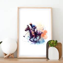 Polo Print Poster Set - Of 3 Posters - Watercolour Art Painting Decoration Decor Sport Wall Gifts Artwork - thumbnail 2