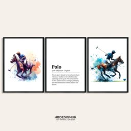 Polo Print Poster Set - Of 3 Posters - Watercolour Art Painting Decoration Decor Sport Wall Gifts Artwork - thumbnail 1