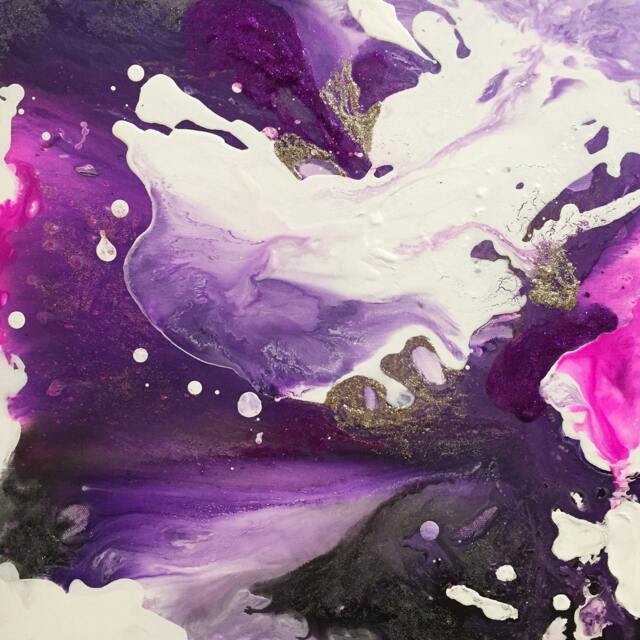 Abstract Acrylic Painting, Purple Autumn Art - 40x40 cm - image 1