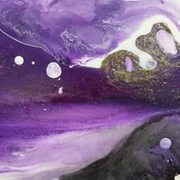 Abstract Acrylic Painting, Purple Autumn Art - 40x40 cm - thumbnail 3