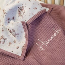 Personalized Waffle Baby Blanket - Organic Cotton Newborn Blanket, Embroidered Name Soft & Lightweight Swaddle Blanket - thumbnail 2