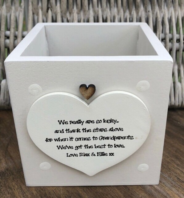 Grandparents Personalised Flower/Plant Pot Grandad Gift Shabby Chic Style. Nana Grandad Nanny Or Any Name You Require. Christmas Birthday - image 1