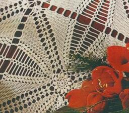 Crochet Bedspread-Throw Size Approx 280x186 cm - 110x 68 Inches Tulips - thumbnail 2