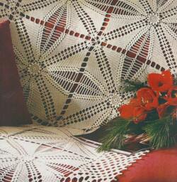 Crochet Bedspread-Throw Size Approx 280x186 cm - 110x 68 Inches Tulips - thumbnail 1