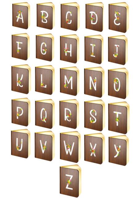 Floral Letter Led Book Lamp - Wooden Folding Magnetic Light - image 1