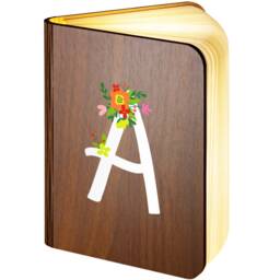 Floral Letter Led Book Lamp - Wooden Folding Magnetic Light - thumbnail 2