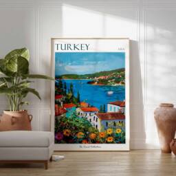 Turkey Travel Poster Coastal Village Art Print - thumbnail 3