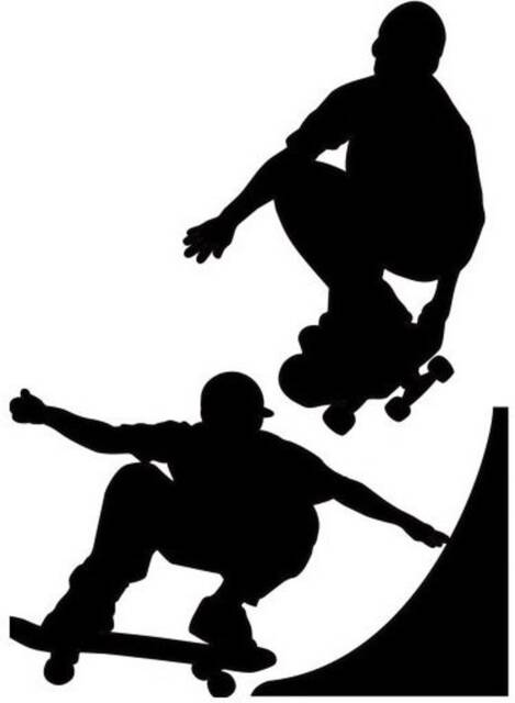 Skateboard Skater Boys Decal Sticker Vinyl Car Bonnet Side Wall Art Graphic Silhouette Van Lorry Motorhome Campervan