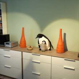 Diy Kit Penguin Mama & Chick By Paperwolf, 3D Paper Animal Cut Out Project Grey White Black - thumbnail 3