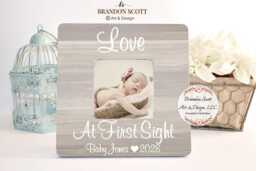 Love At First Sight Sonogram Frame - Personalized Ultrasound Keepsake Baby's Picture Gift For New Parents, Pregnancy Reveal - thumbnail 1