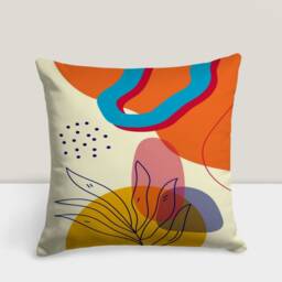 Abstract Shapes Pillow Cover, Modern Art Deco Leaf Cushion Case, Contemporary Cover, Stylish Living Room Decor, Trendy Bedroom Accent - thumbnail 3