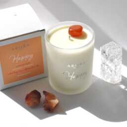 Carnelian Crystal Candle Aromatherapy Soy Candle For Joy - thumbnail 3