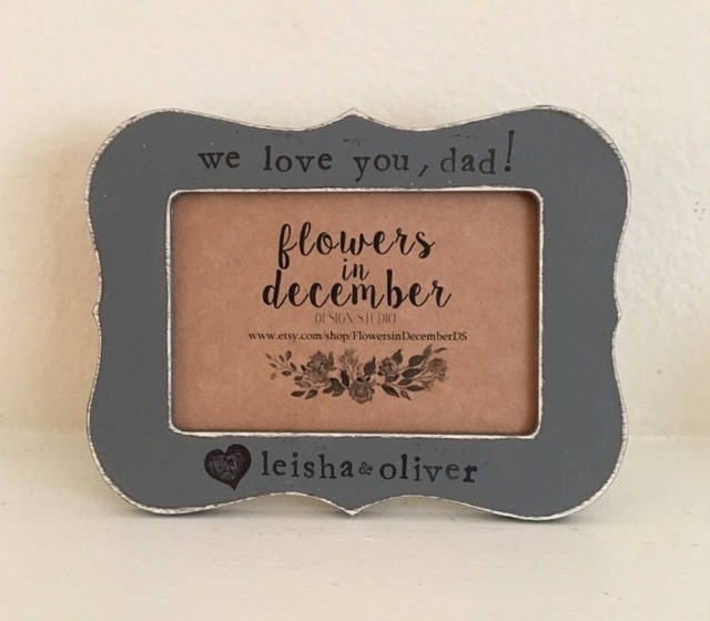 Personalized Father's Day Picture Frame Hand Stamped Distressed Wood - image 1