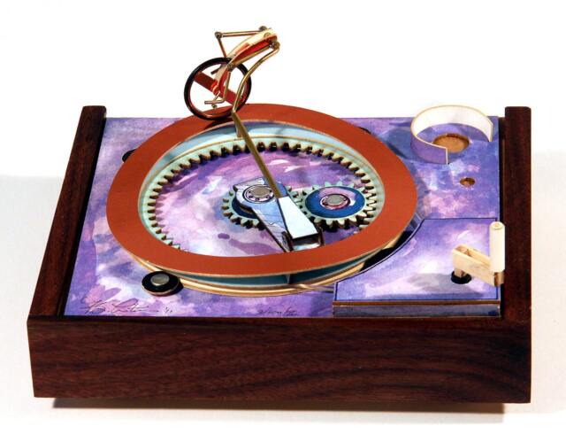 The Yike-A-Cycle - Hand-Cranked Desktop Automata, Brass, Wood, Paper, Perfect Cyclist Gift - image 1