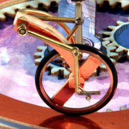 The Yike-A-Cycle - Hand-Cranked Desktop Automata, Brass, Wood, Paper, Perfect Cyclist Gift - thumbnail 2