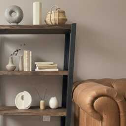 4-Tier Industrial Wood & Metal Shelving Unit Solid Shelves, Angle Steel Frame, Bookcase, Bookshelf, Display Cabinet - thumbnail 2