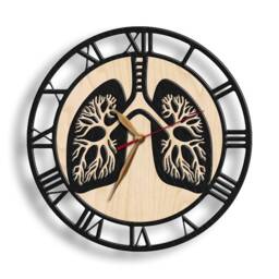 Personalize Pulmonology Lungs Wood Wall Clock 12-18Inch, Respiratory System Clinic Decor - thumbnail 2