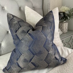 Navy Gold Cushion Cover, Geometric Pillow Luxury Navy Tanabe Harlequin Fabric - Worldwide Shipping - thumbnail 1