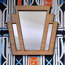 Art Deco Wooden Mirror Rectangle Fan Design, Oak/Walnut/Cherry - thumbnail 3