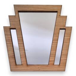 Art Deco Wooden Mirror Rectangle Fan Design, Oak/Walnut/Cherry - thumbnail 2