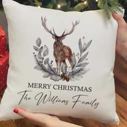 Personalized Reindeer Christmas Cushion - Minimalist Winter Decor - thumbnail 2