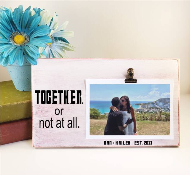 Together Or Not At All Dr. Who Inspired Picture Frame, Personalized Photo Holder, Valentines Gift For Him, Anniversary Fans - image 1