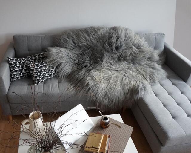 Giant Sheepskin Double Xxl Grey Throw Genuine Leather Sheep Skin 52 - image 1