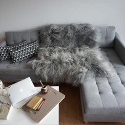 Giant Sheepskin Double Xxl Grey Throw Genuine Leather Sheep Skin 52 - thumbnail 2