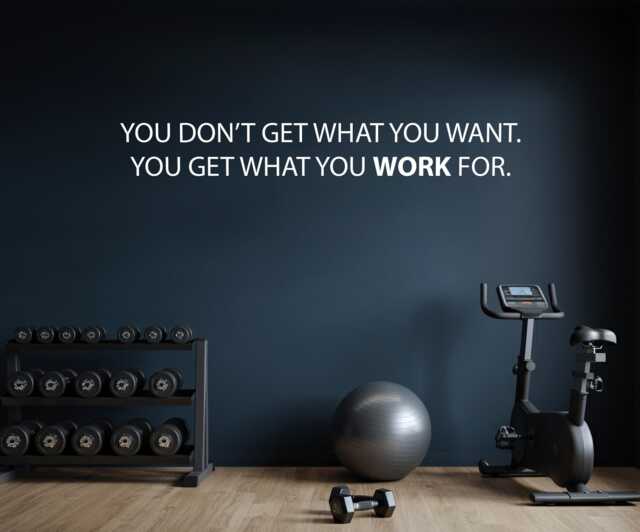 Motivational Quote Wall Decal, Office Decor, Gym Classroom You Get What Work For Decal - image 1