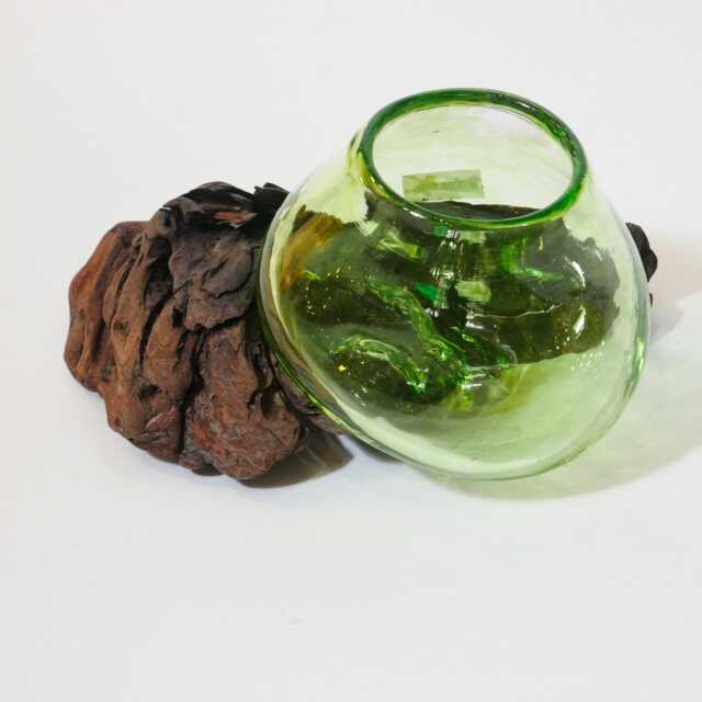 Handmade Blown Glass Vase With Driftwood By Reko Sullivan, Artist - image 1