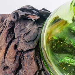 Handmade Blown Glass Vase With Driftwood By Reko Sullivan, Artist - thumbnail 3