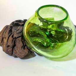 Handmade Blown Glass Vase With Driftwood By Reko Sullivan, Artist - thumbnail 4