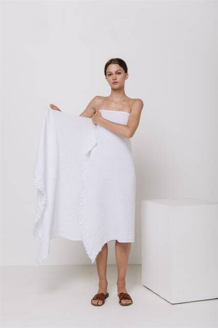 Washed Linen Waffle Wrap Towel, Hair Towel , Day Blanket - image 1