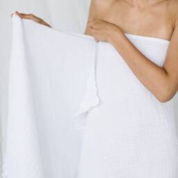Washed Linen Waffle Wrap Towel, Hair Towel , Day Blanket - thumbnail 2