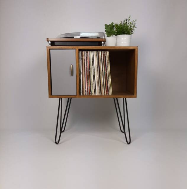 Mid-Century Modern Vinyl Record Storage Cabinet - Hairpin Leg Sideboard - image 1