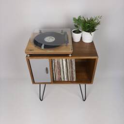 Mid-Century Modern Vinyl Record Storage Cabinet - Hairpin Leg Sideboard - thumbnail 2