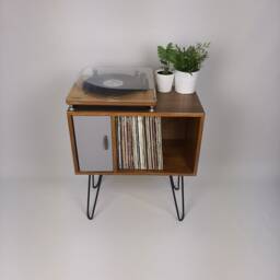 Mid-Century Modern Vinyl Record Storage Cabinet - Hairpin Leg Sideboard - thumbnail 3