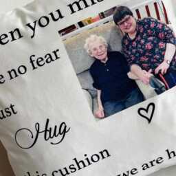 Personalised Memorial Keepsake Cushion Of A Loved One , When You Miss Us , Cuddle Gift , in Loving Memory , Heaven - thumbnail 2