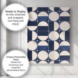 Navy Blue Geometric Circle Grid Abstract Pattern Canvas Wall Art Print Decor Picture Ready To Hang - thumbnail 3