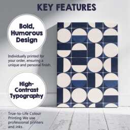 Navy Blue Geometric Circle Grid Abstract Pattern Canvas Wall Art Print Decor Picture Ready To Hang - thumbnail 2