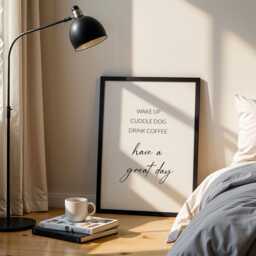Wake Up, Cuddle Dog, Drink Coffee, Have A Great Day Quote Print - Gift For Dog Loving Coffee Addict Positive Morning Wall Art Unframed - thumbnail 2