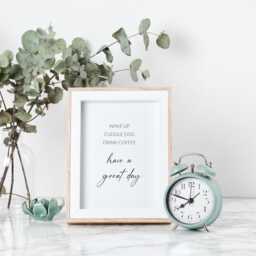 Wake Up, Cuddle Dog, Drink Coffee, Have A Great Day Quote Print - Gift For Dog Loving Coffee Addict Positive Morning Wall Art Unframed - thumbnail 4