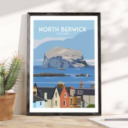 North Berwick Scotland Travel Poster Bass Rock View - thumbnail 3
