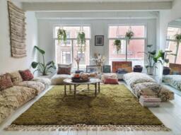 Hand Tufted Green Moroccan Berber Rug - Large Area Moss Shag Custom Made Wool Carpet