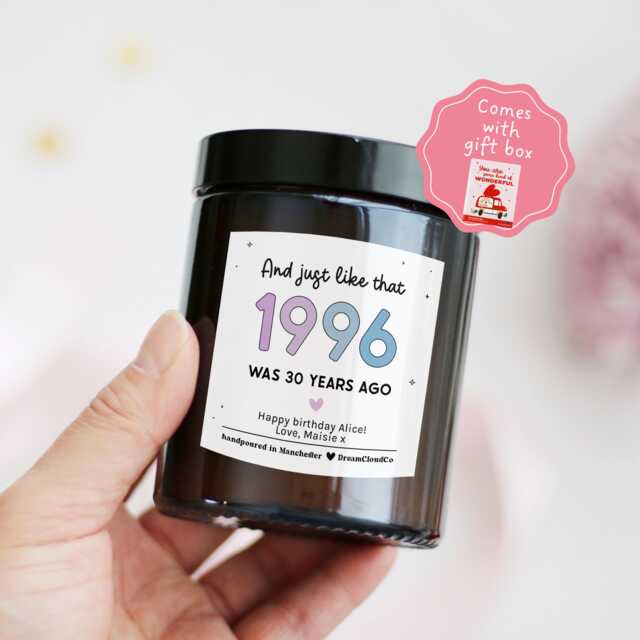 30Th Birthday Gift For Her Daughter Friend - Born in 1996 Personalized Candle Thirty University Mate - image 1