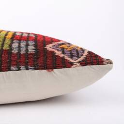 Handwoven Turkish Kilim Pillow Cover Bohemian Lumbar Cushion - 16x24 - thumbnail 4