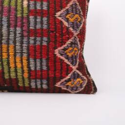 Handwoven Turkish Kilim Pillow Cover Bohemian Lumbar Cushion - 16x24 - thumbnail 2